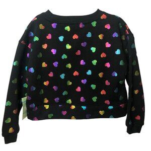 Extremely Me Kids Black Sweatshirt With Colorful Metallic Heart Print Size 4 Cot